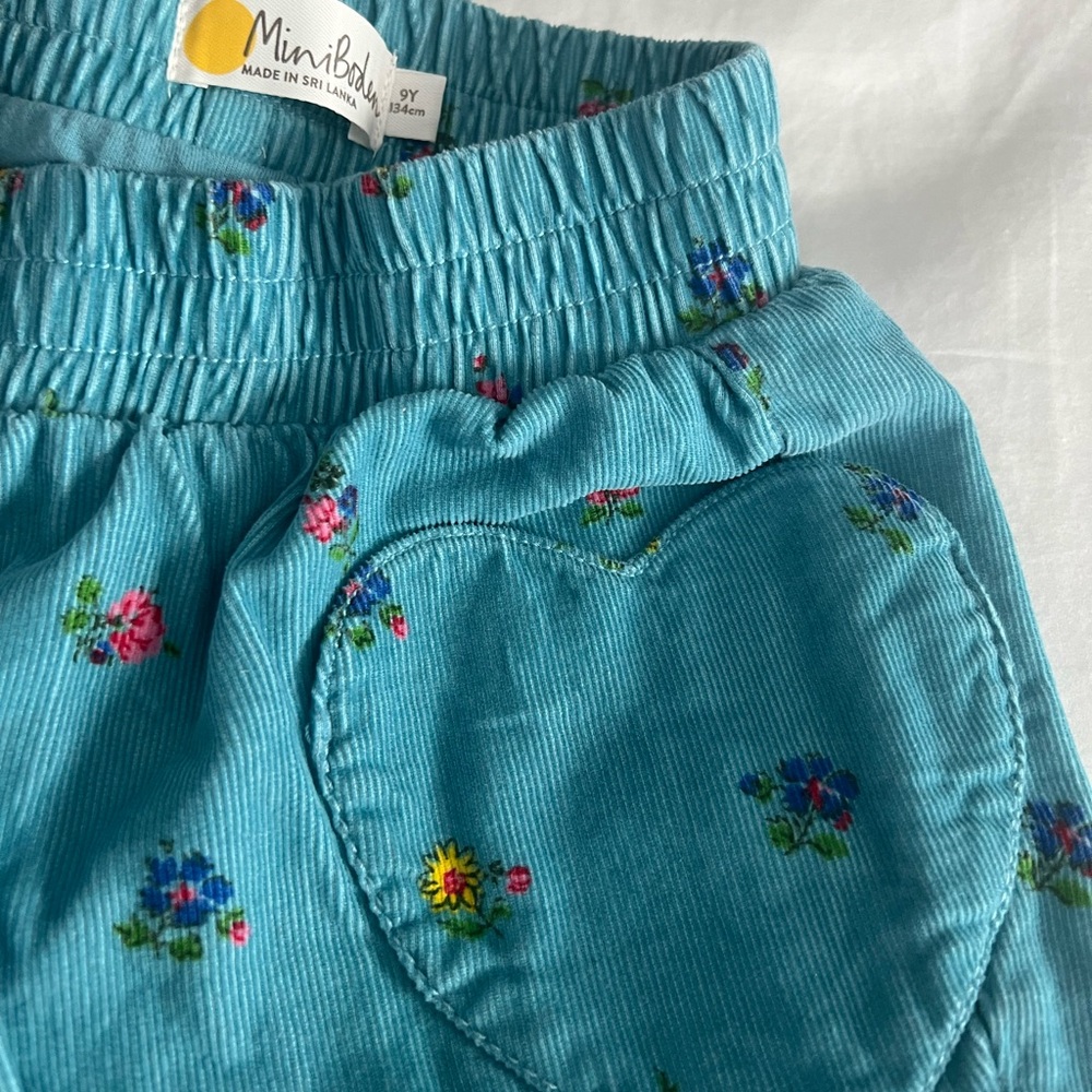 Light blue Mini Boden Girls Corduroy lined pants